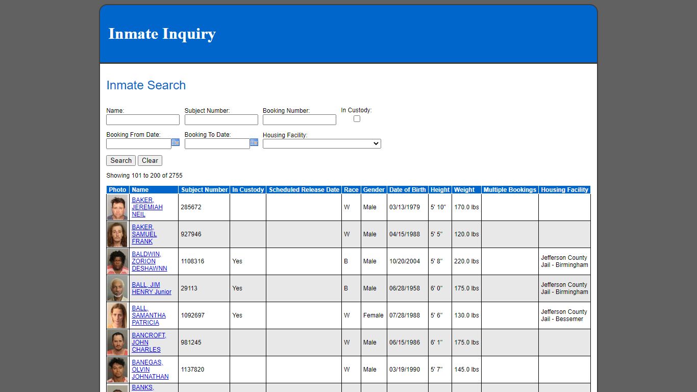 Inmate Search - Jefferson County Sheriff's Office